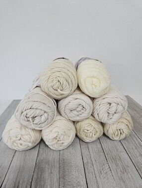 Vintage 9 Yarn Fisherman Skeins Lot Set Various Cream Off White Knitting Crochet
